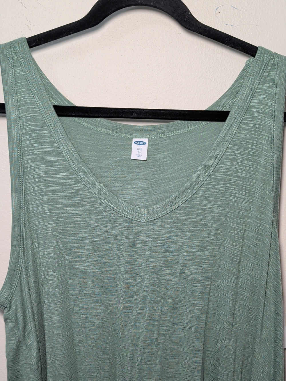 Old Navy Luxe Slub Knit Tank Top Green Heathered Flowy Stretch Women's Size XL - Picture 3 of 6